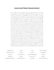 Local and State Government Word Search Puzzle