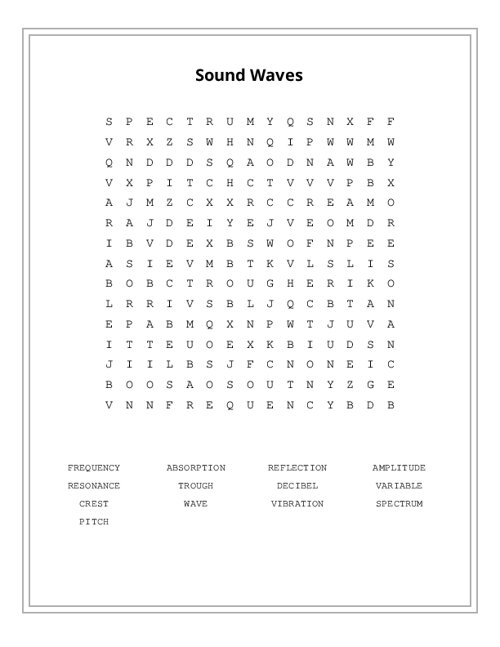 Sound Waves Word Search Puzzle