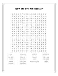 Truth and Reconciliation Day Word Search Puzzle