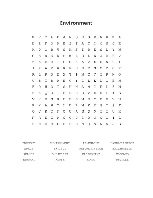 Environment Word Search Puzzle