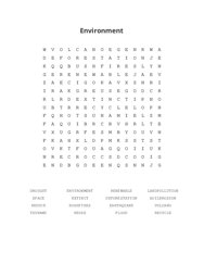 Environment Word Search Puzzle
