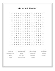 Germs and Diseases Word Search Puzzle