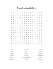 Travelling Vocabulary Word Search Puzzle