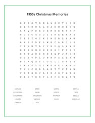 1950s Christmas Memories Word Scramble Puzzle