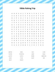1950s Fishing Trip Word Scramble Puzzle