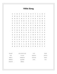 1950s Slang Word Scramble Puzzle