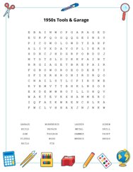 1950s Tools & Garage Word Scramble Puzzle