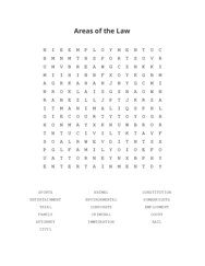 Areas of the Law Word Scramble Puzzle