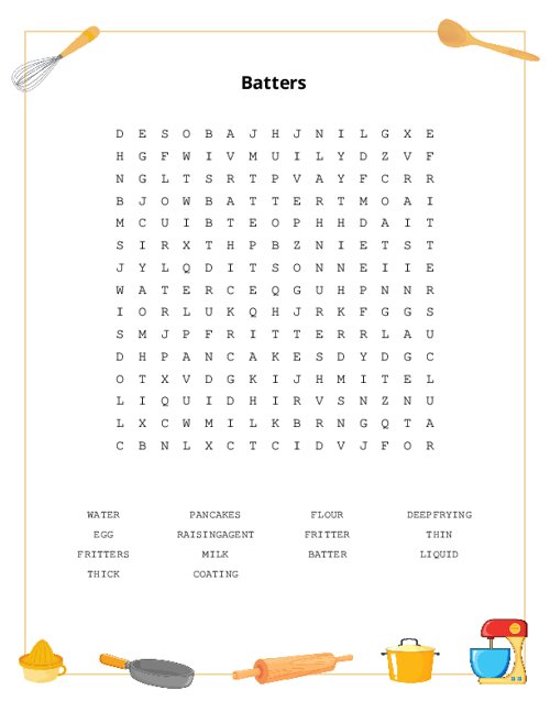 Batters Word Search Puzzle