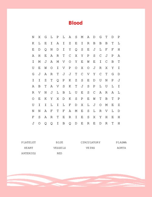 Blood Word Search Puzzle