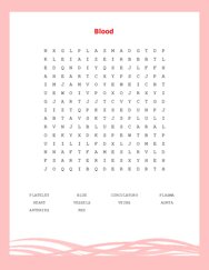 Blood Word Scramble Puzzle