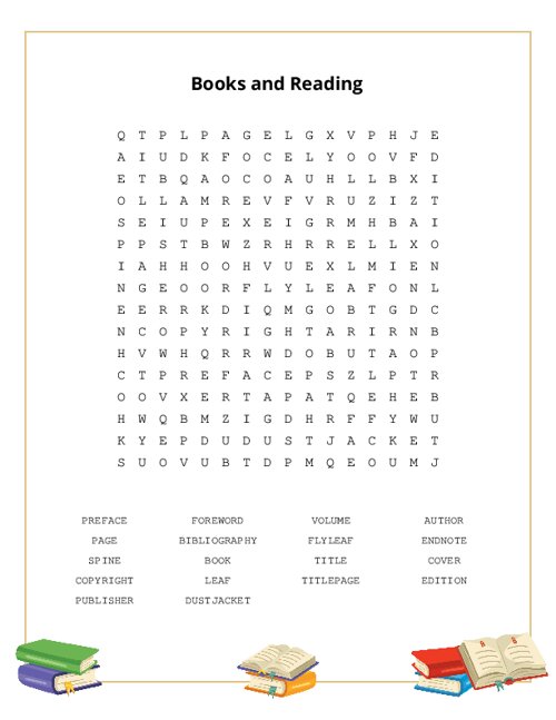 Books and Reading Word Search Puzzle