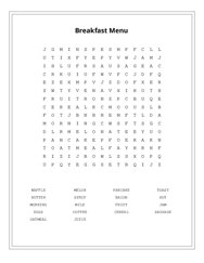 Breakfast Menu Word Search Puzzle