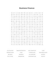 Business Finance Word Scramble Puzzle