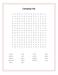 Camping Trip Word Search Puzzle