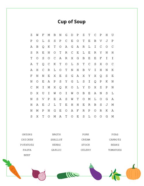 Cup of Soup Word Search Puzzle