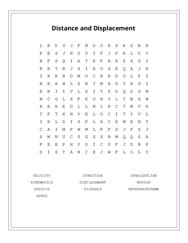 Distance and Displacement Word Scramble Puzzle