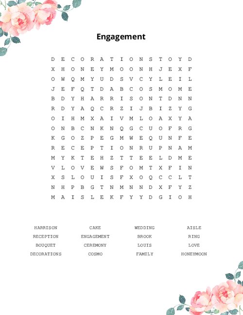 Engagement Word Search Puzzle