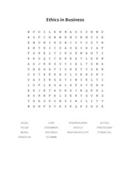 Ethics in Business Word Scramble Puzzle