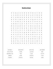 Extinction Word Scramble Puzzle