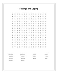 Feelings and Coping Word Scramble Puzzle