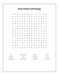 Food Chains and Energy Word Scramble Puzzle