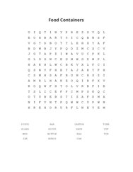Food Containers Word Search Puzzle