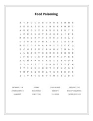 Food Poisoning Word Scramble Puzzle