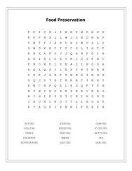 Food Preservation Word Scramble Puzzle