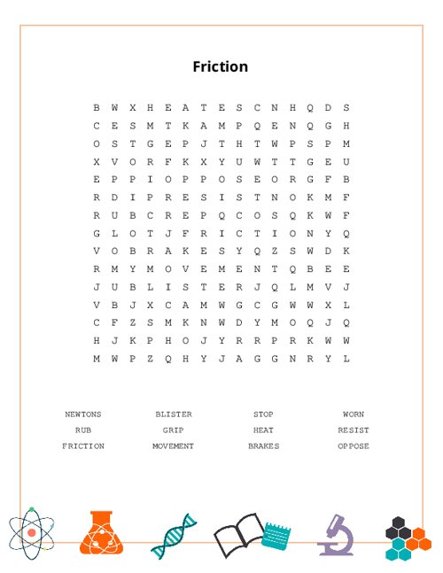 Friction Word Search Puzzle