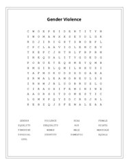 Gender Violence Word Scramble Puzzle
