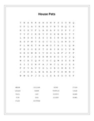 House Pets Word Search Puzzle