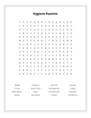 Hygiene Routine Word Scramble Puzzle