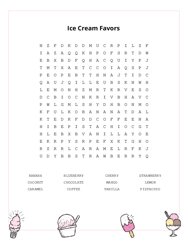 Ice Cream Favors Word Scramble Puzzle