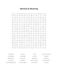 Identity & Meaning Word Scramble Puzzle