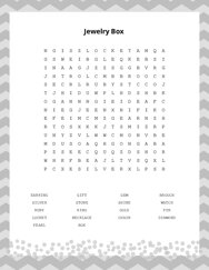 Jewelry Box Word Scramble Puzzle