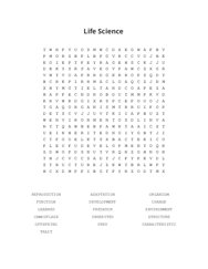 Life Science Word Scramble Puzzle