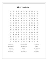 Light Vocabulary Word Scramble Puzzle