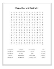 Magnetism and Electricity Word Scramble Puzzle