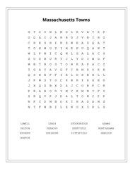 Massachusetts Towns Word Scramble Puzzle