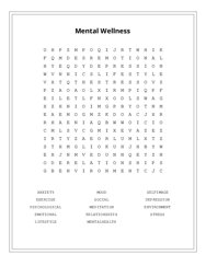 Mental Wellness Word Scramble Puzzle