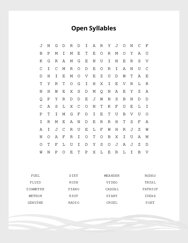 Open Syllables Word Scramble Puzzle