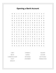 Opening a Bank Account Word Scramble Puzzle