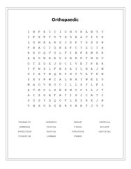 Orthopaedic Word Scramble Puzzle