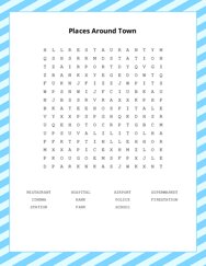 Places Around Town Word Scramble Puzzle
