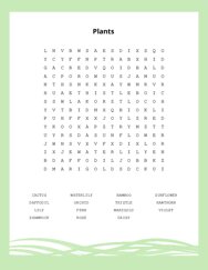 Plants Word Scramble Puzzle