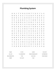 Plumbing System Word Scramble Puzzle