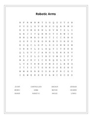 Robotic Arms Word Scramble Puzzle