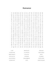 Romance Word Scramble Puzzle
