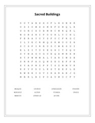 Sacred Buildings Word Search Puzzle